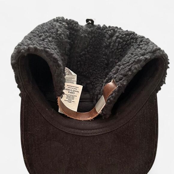 LL Bean All-Black Sherpa Cord Five-Panel Cap – Gorpcore Trail Utility Hat - Picture 5 of 6